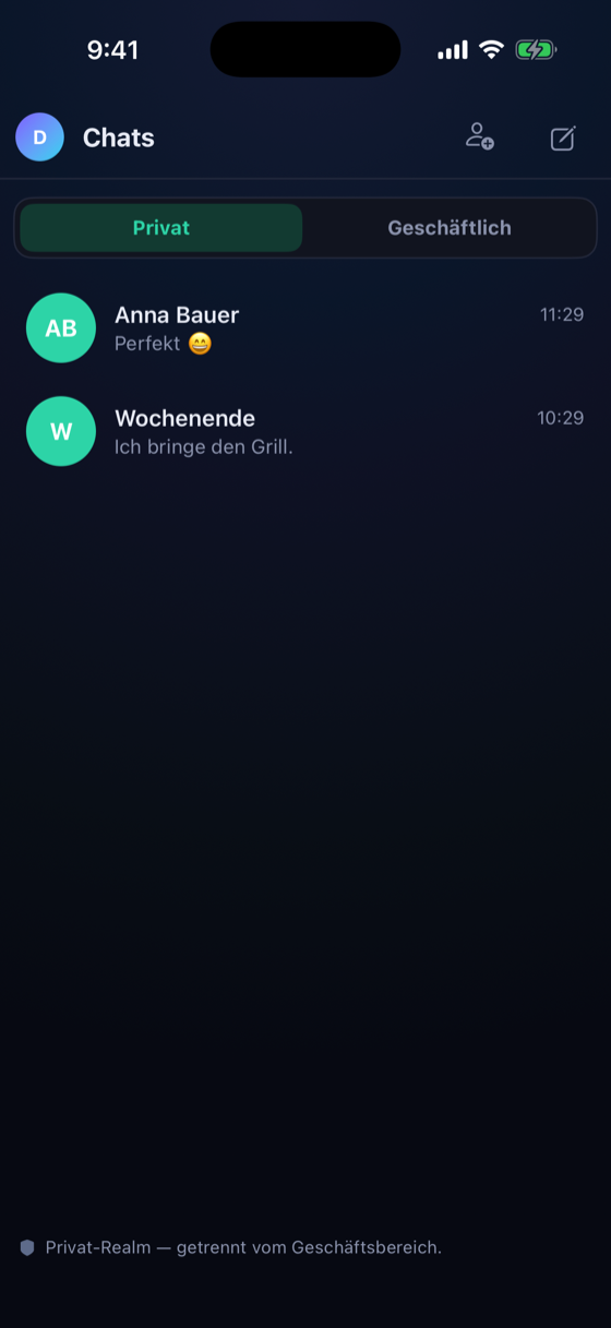 Privat und Geschäftlich — sauber getrennt.
