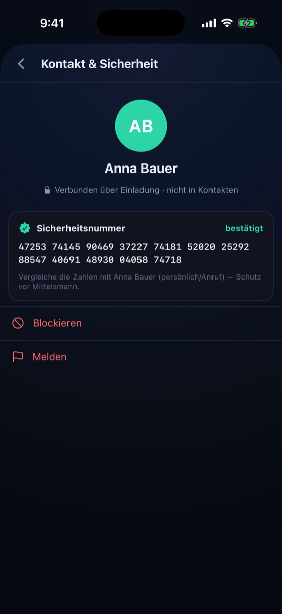 Verifizieren Sie Ihr Gegenüber — Schutz vor Mittelsmann.