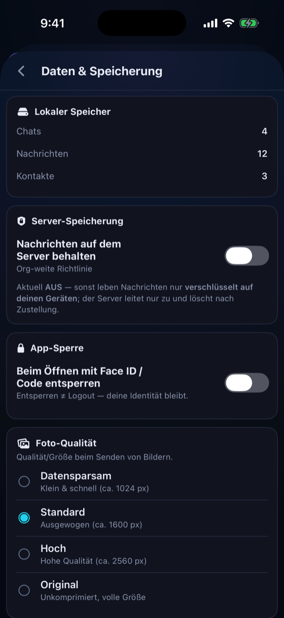 Ihre Daten, Ihre Kontrolle — lokal verschlüsselt.