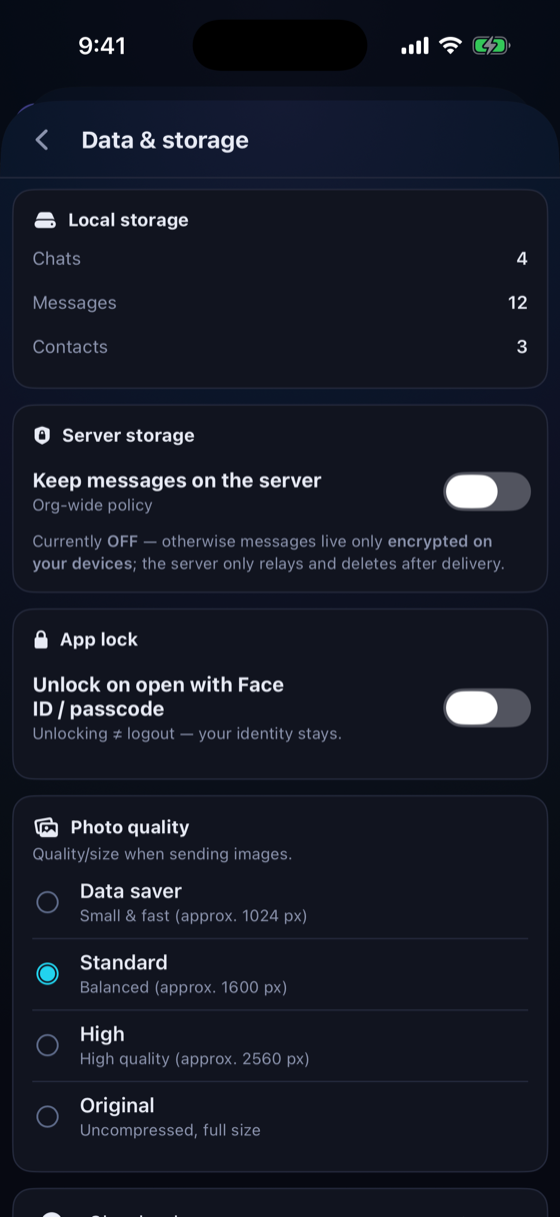 Your data, your control — encrypted locally.